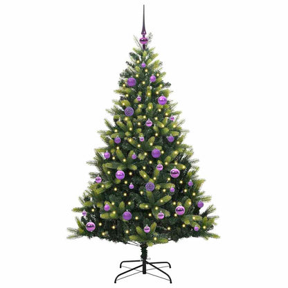Artificial Hinged Christmas Tree 150 LEDs Green 150 cm