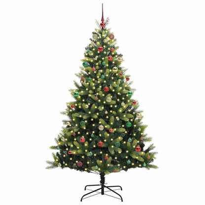 Artificial Hinged Christmas Tree 300 LEDs Green 210 cm