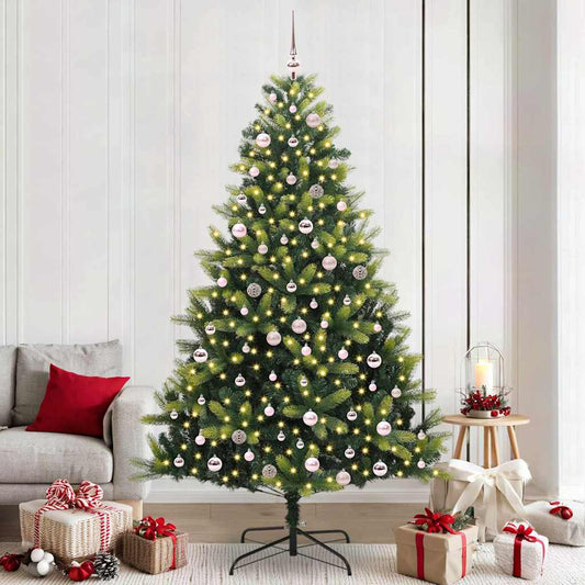 Artificial Hinged Christmas Tree 300 LEDs Green 240 cm