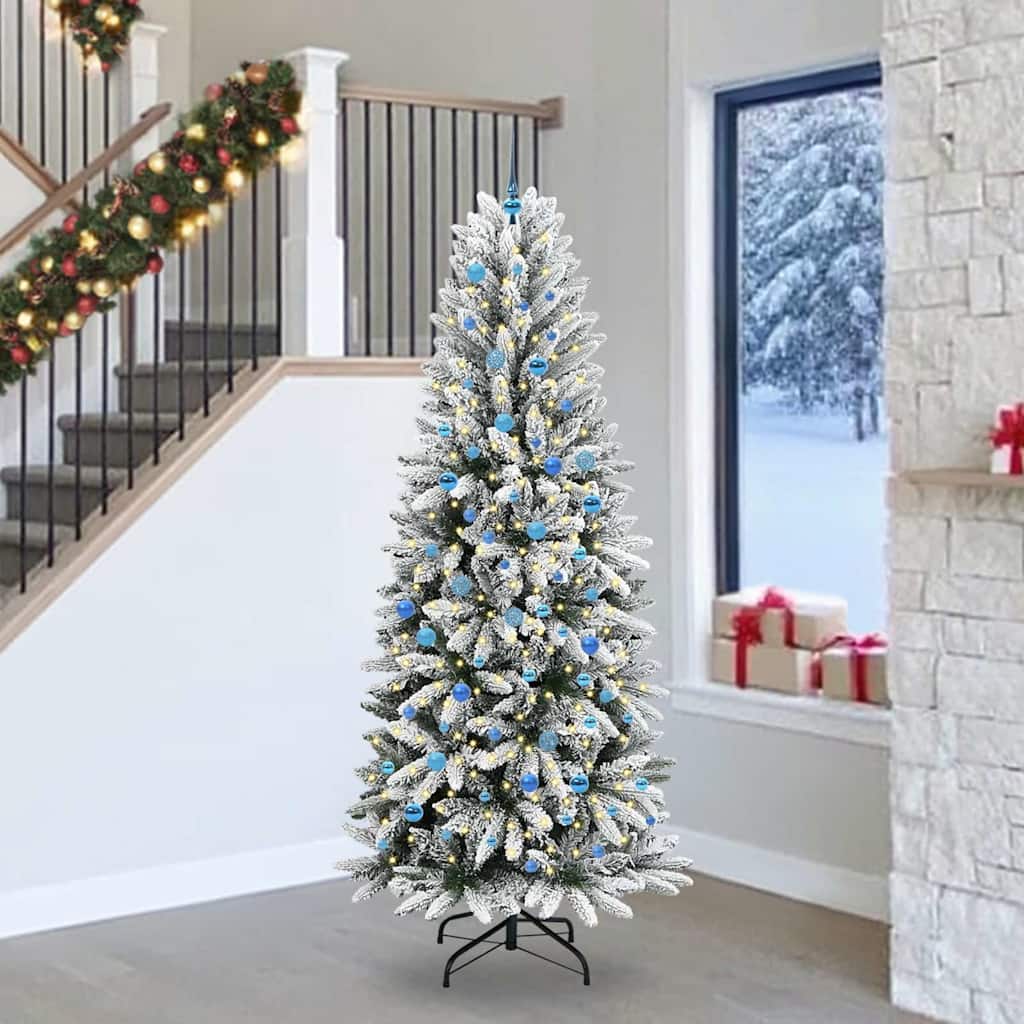 Artificial Christmas Tree with 300 LEDs with Stand White 240 cm