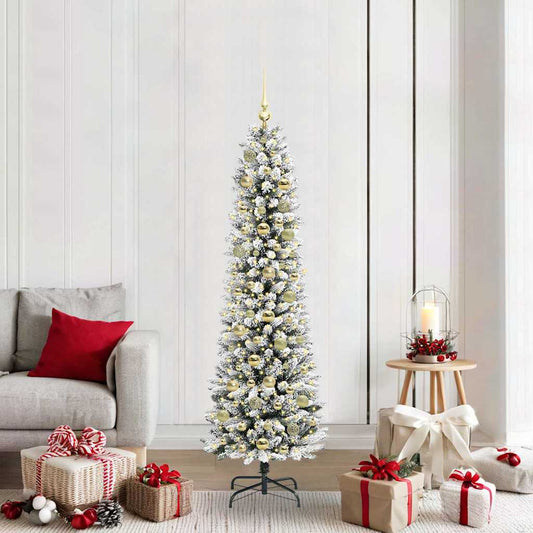 Artificial Christmas Tree with 300 LEDs Green and white 180 cm