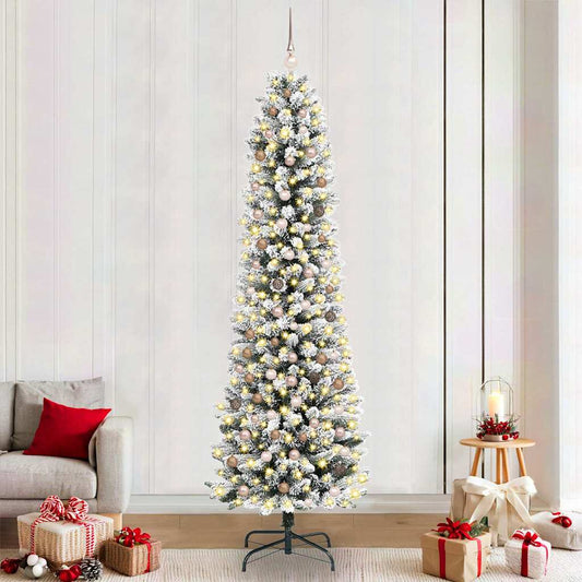 Artificial Christmas Tree with 300 LEDs with Stand White 240 cm