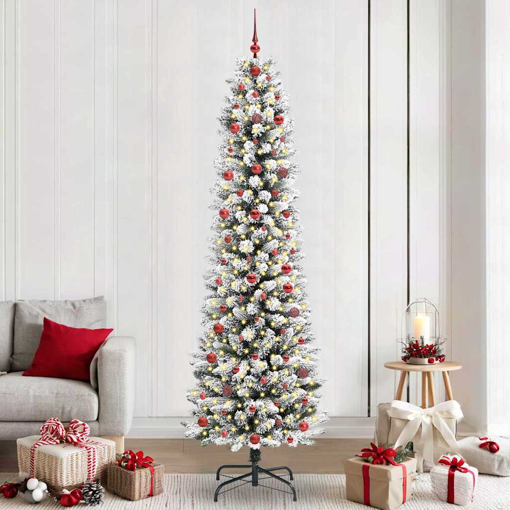 Artificial Christmas Tree with 300 LEDs Green and white 240 cm
