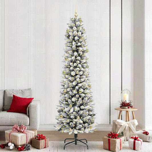 Artificial Christmas Tree with 300 LEDs Green and white 240 cm