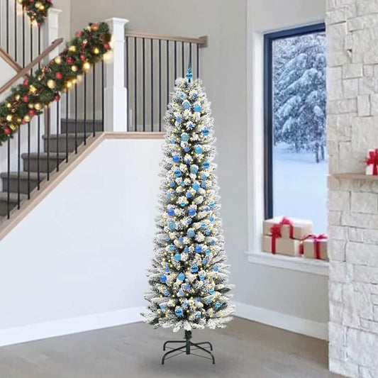 Artificial Christmas Tree with 300 LEDs with Stand White 240 cm