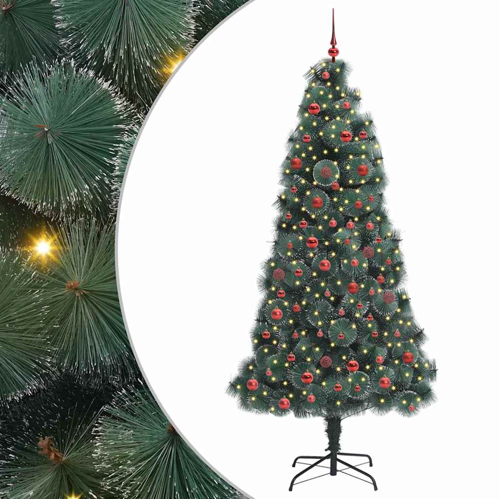 Artificial Pre-lit Christmas Tree with Ball Set Green 210 cm