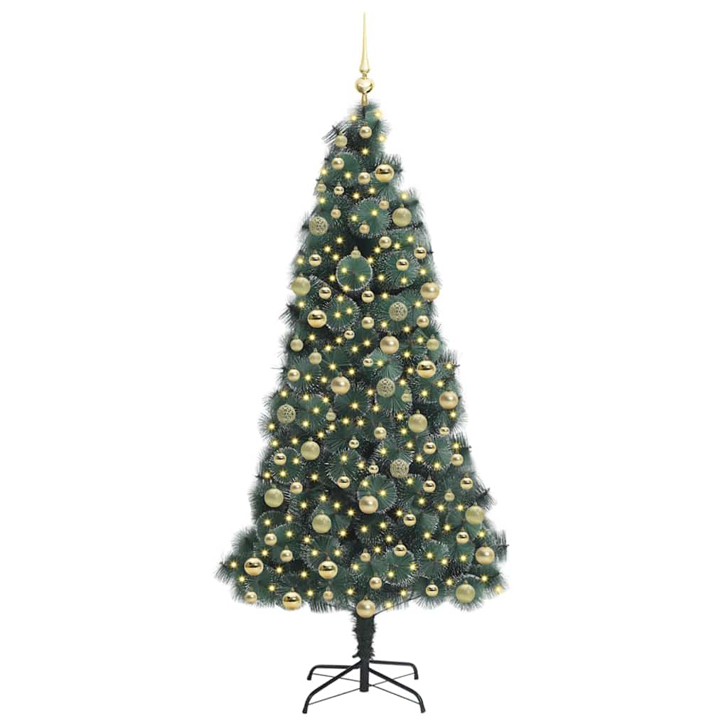 Artificial Pre-lit Christmas Tree with Ball Set Green 210 cm