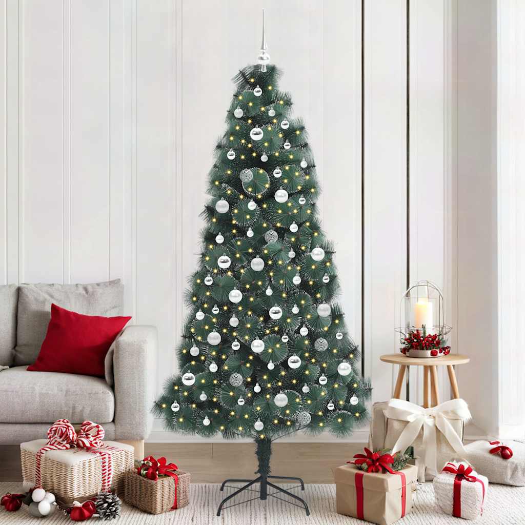 Artificial Pre-lit Christmas Tree with Ball Set Green 210 cm