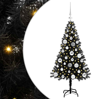 Christmas Tree with 150 LEDs with Stand Black 120 cm PVC