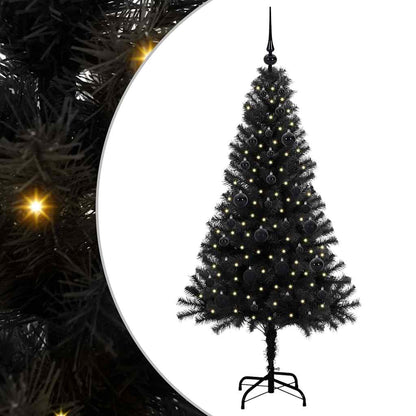Christmas Tree with 150 LEDs with Stand Black 150 cm PVC