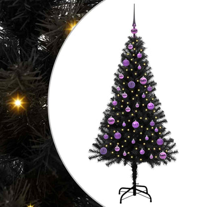 Christmas Tree with 150 LEDs with Stand Black 150 cm PVC