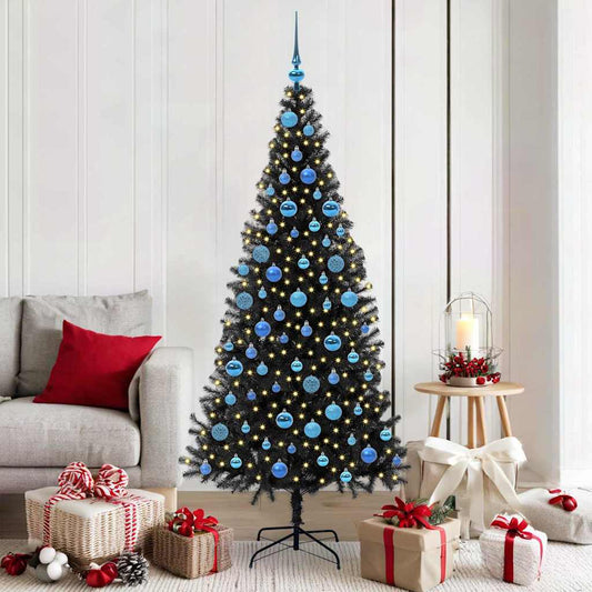Christmas Tree with 300 LEDs with Stand Black 180 cm PVC