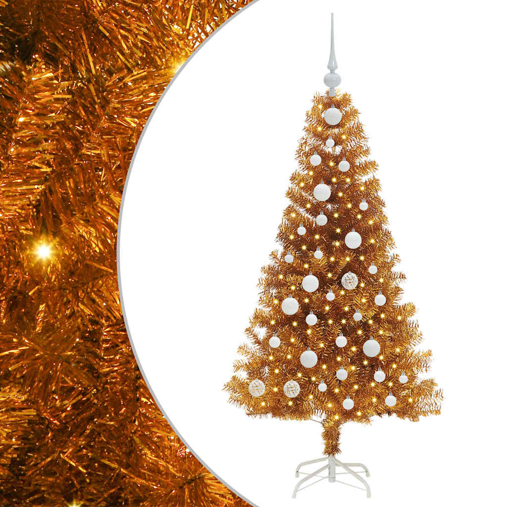 Christmas Tree with 150 LEDs with Stand Gold 120 cm PET