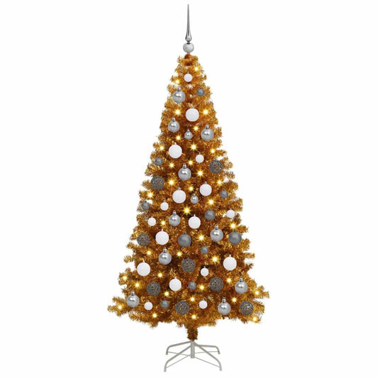 Christmas Tree with 300 LEDs with Stand Gold 180 cm PET