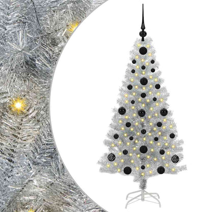 Christmas Tree with 150 LEDs with Stand Silver 120 cm PET
