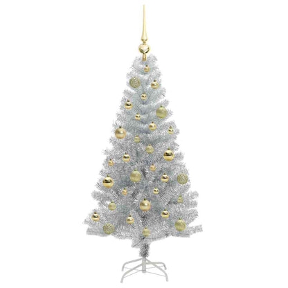 Christmas Tree with 150 LEDs with Stand Silver 120 cm PET
