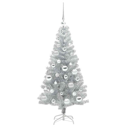 Christmas Tree with 150 LEDs with Stand Silver 120 cm PET