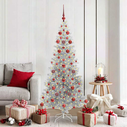 Christmas Tree with 300 LEDs with Stand Silver 180 cm PET