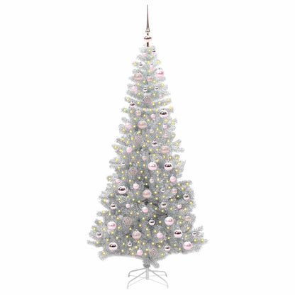 Christmas Tree with 300 LEDs with Stand Silver 180 cm PET