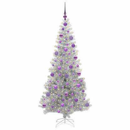 Christmas Tree with 300 LEDs with Stand Silver 180 cm PET