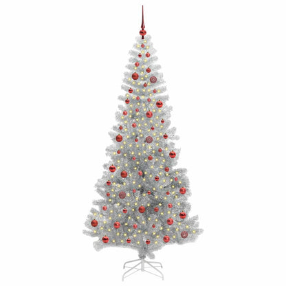 Christmas Tree with 300 LEDs with Stand Silver 210 cm PET