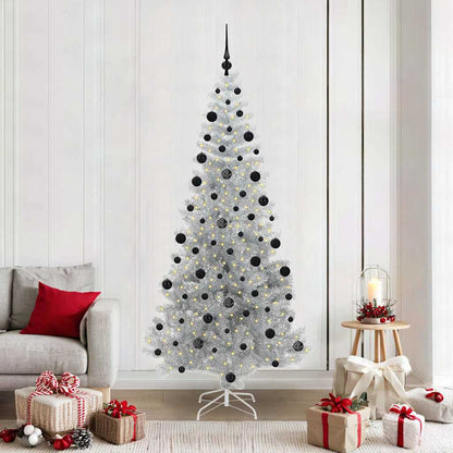Christmas Tree with 300 LEDs with Stand Silver 210 cm PET