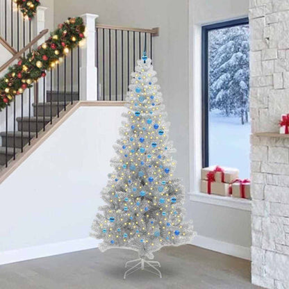 Christmas Tree with 300 LEDs with Stand Silver 240 cm PET