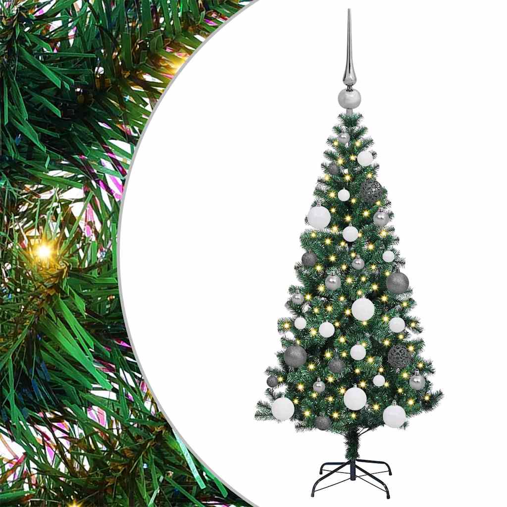 Artificial Pre-lit Christmas Tree Green 120 cm PVC and Metal