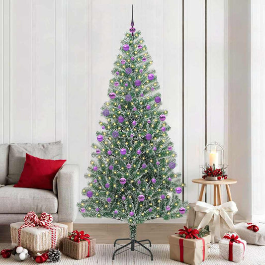 Artificial Christmas Tree Snow Flocked with LED Light 210 cm