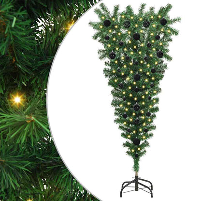 Upside-down Artificial Pre-lit Christmas Tree with Ball Set