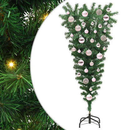 Upside-down Artificial Pre-lit Christmas Tree with Ball Set