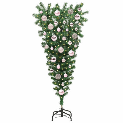 Upside-down Artificial Pre-lit Christmas Tree with Ball Set