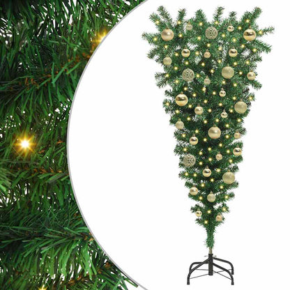 Upside-down Artificial Pre-lit Christmas Tree with Ball Set