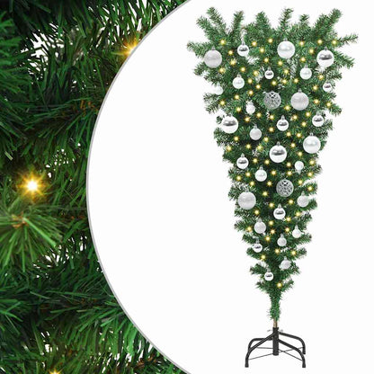 Upside-down Artificial Pre-lit Christmas Tree with Ball Set