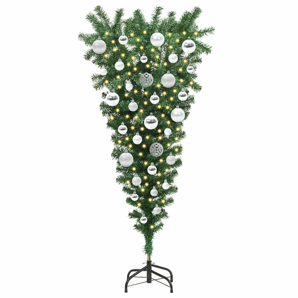 Upside-down Artificial Pre-lit Christmas Tree with Ball Set