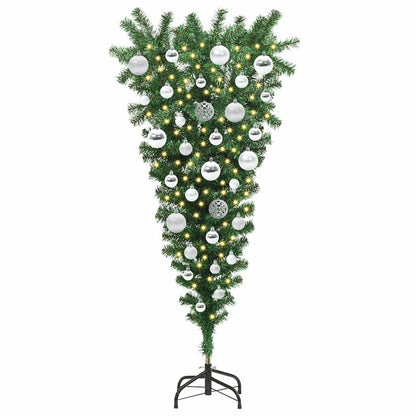 Upside-down Artificial Pre-lit Christmas Tree with Ball Set