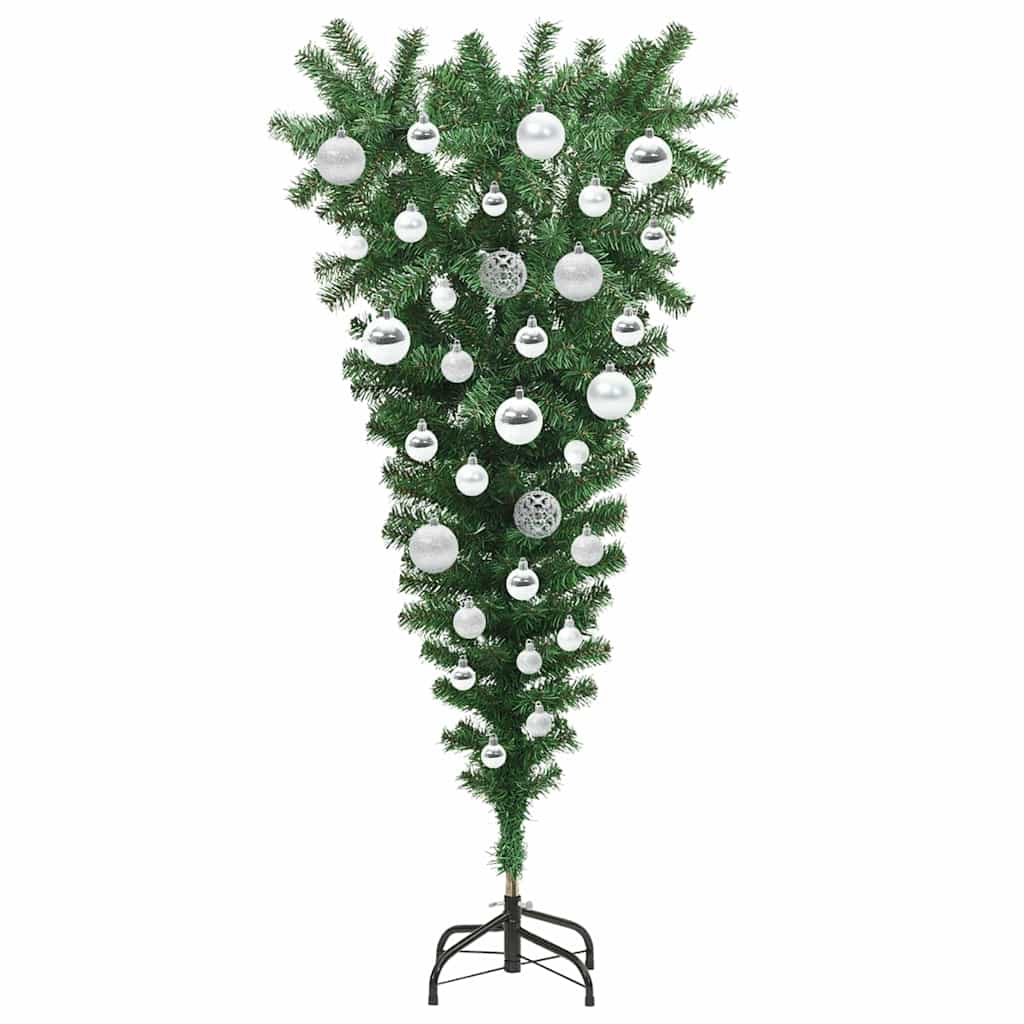 Upside-down Artificial Pre-lit Christmas Tree with Ball Set