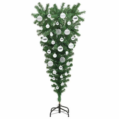 Upside-down Artificial Pre-lit Christmas Tree with Ball Set