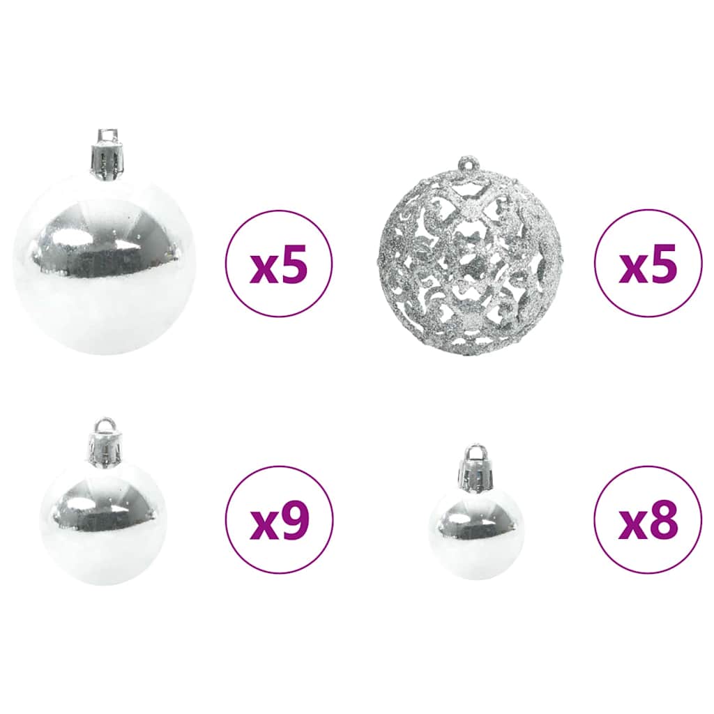 Upside-down Artificial Pre-lit Christmas Tree with Ball Set