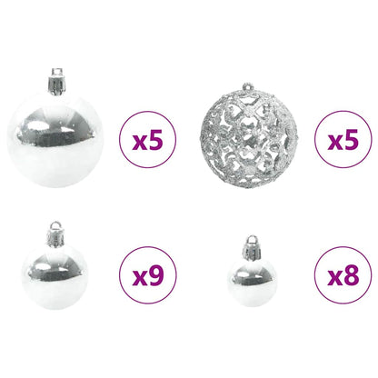 Upside-down Artificial Pre-lit Christmas Tree with Ball Set