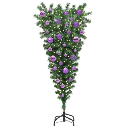 Upside-down Artificial Pre-lit Christmas Tree with Ball Set