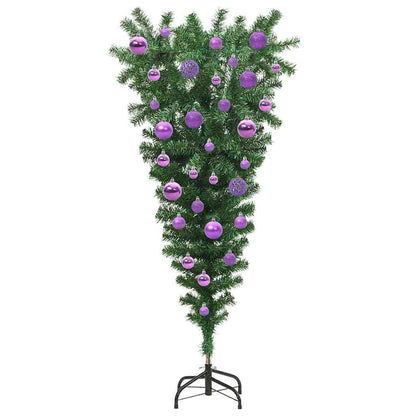 Upside-down Artificial Pre-lit Christmas Tree with Ball Set