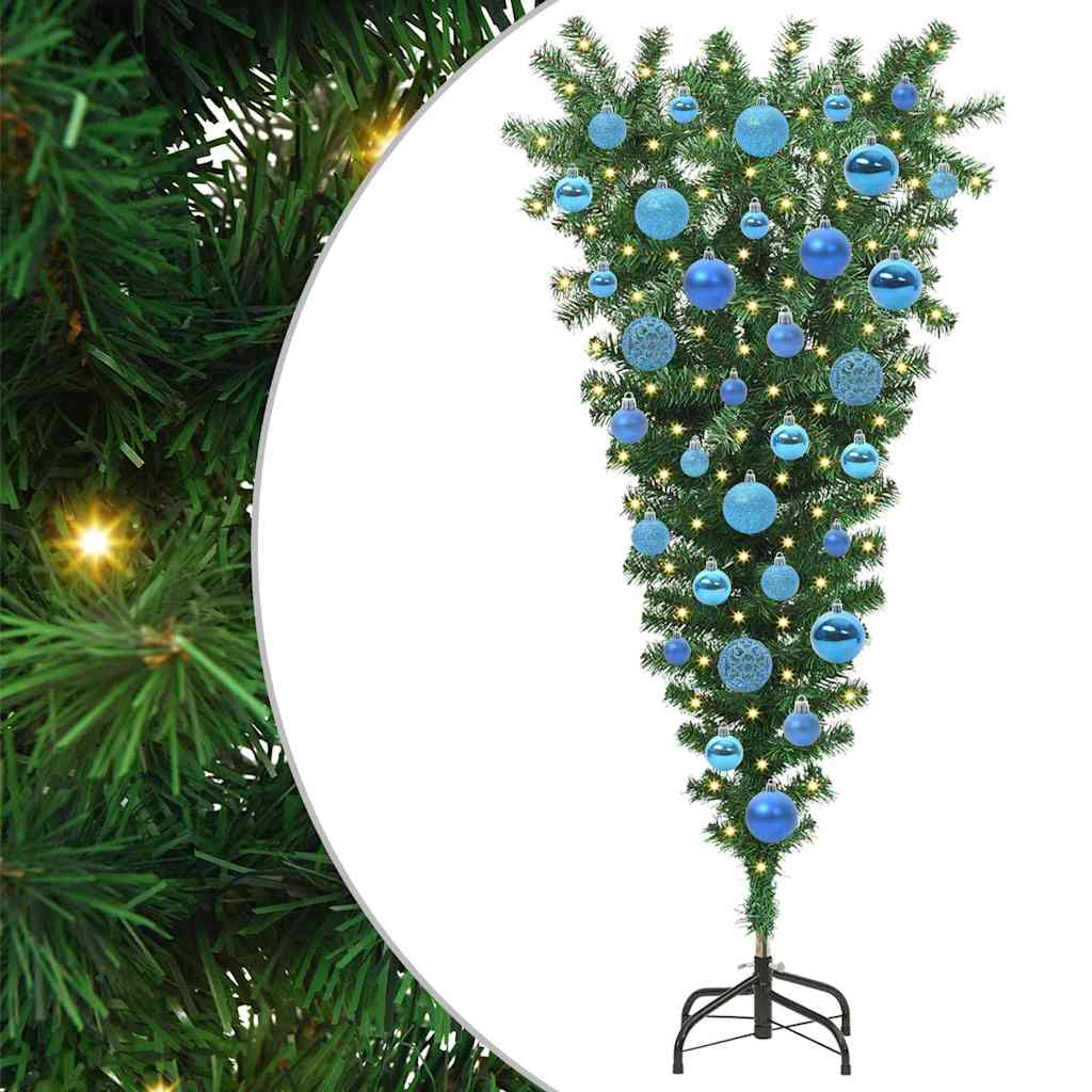 Upside-down Artificial Pre-lit Christmas Tree with Ball Set