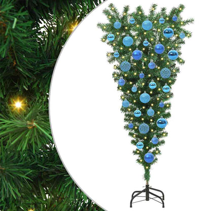 Upside-down Artificial Pre-lit Christmas Tree with Ball Set