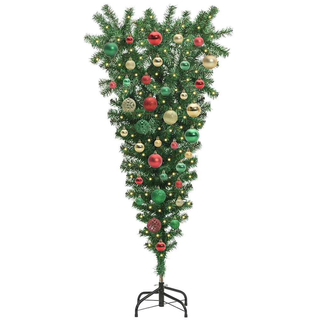 Upside-down Artificial Pre-lit Christmas Tree with Ball Set