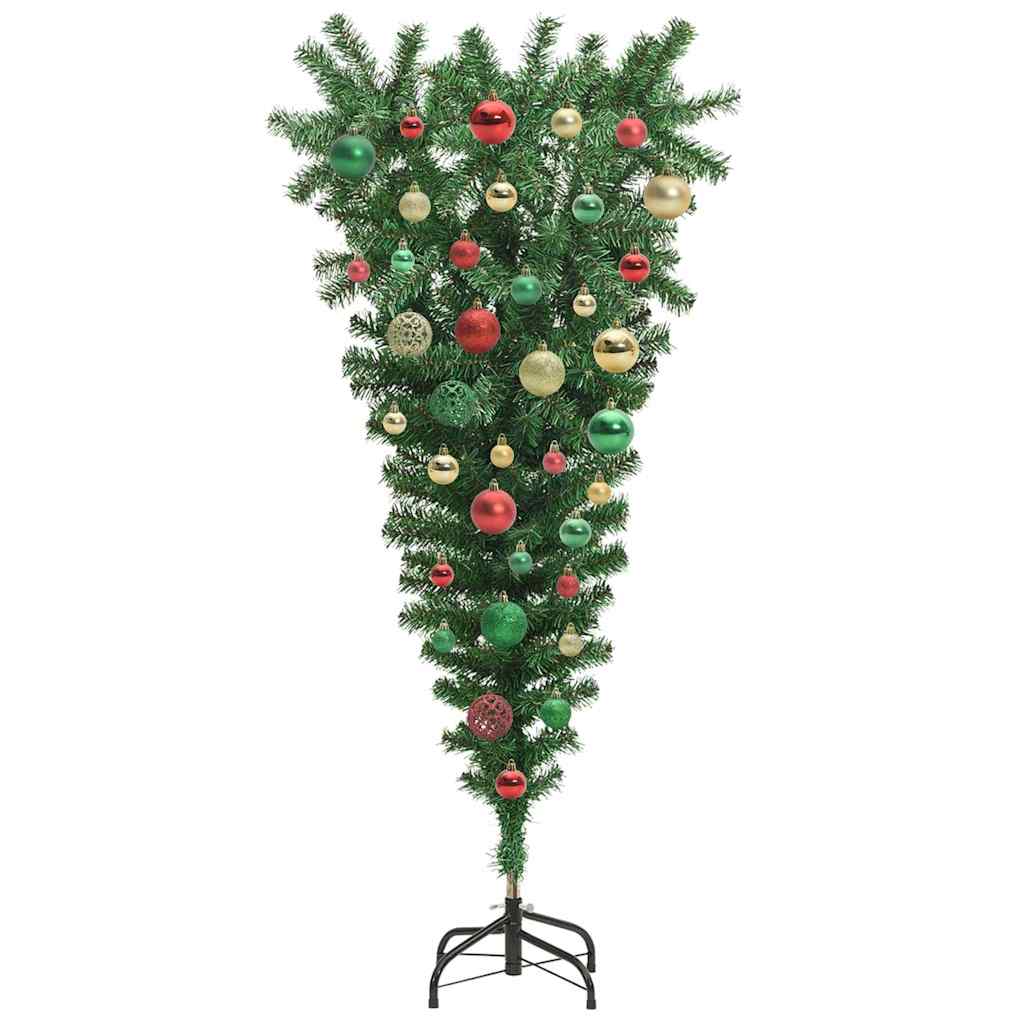 Upside-down Artificial Pre-lit Christmas Tree with Ball Set