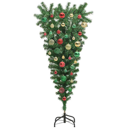 Upside-down Artificial Pre-lit Christmas Tree with Ball Set
