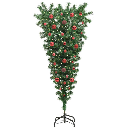 Upside-down Artificial Pre-lit Christmas Tree with Ball Set