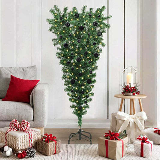Upside-down Artificial Pre-lit Christmas Tree with Ball Set