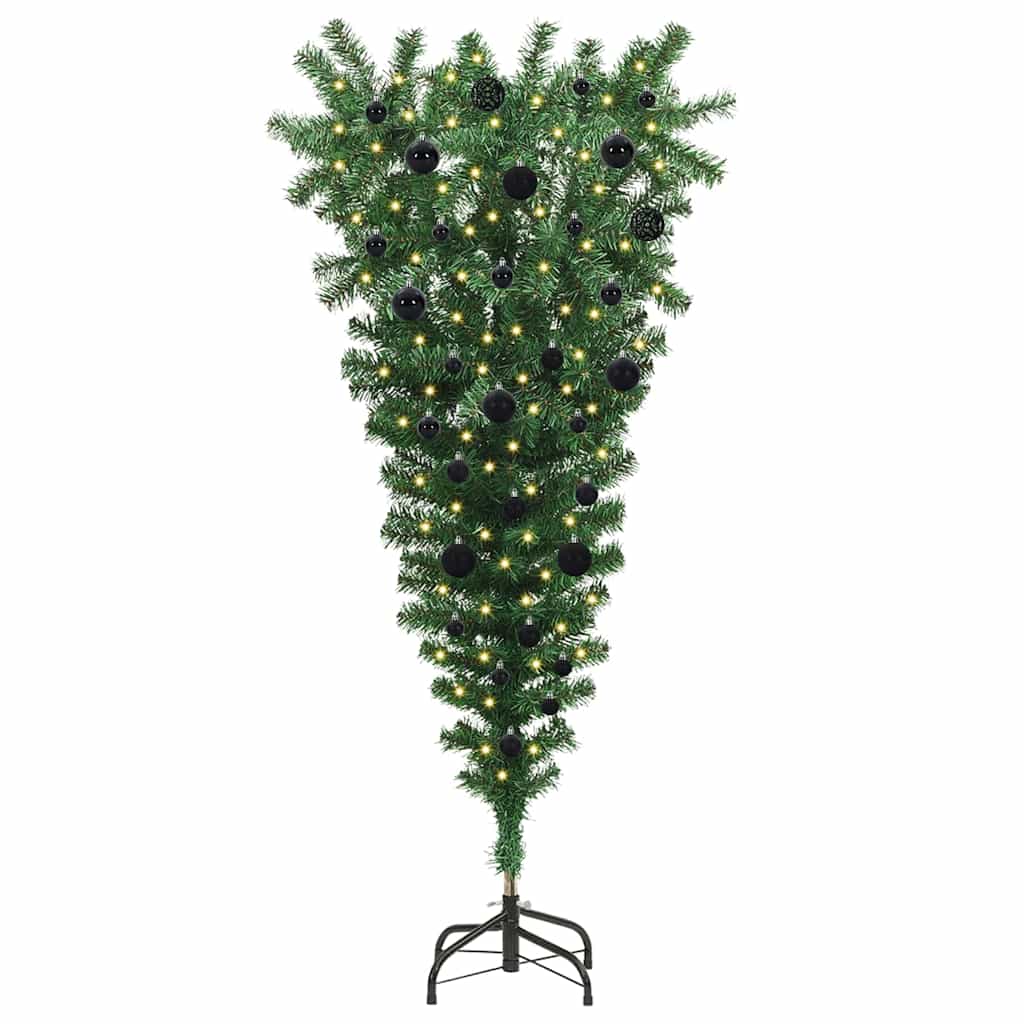 Upside-down Artificial Pre-lit Christmas Tree with Ball Set